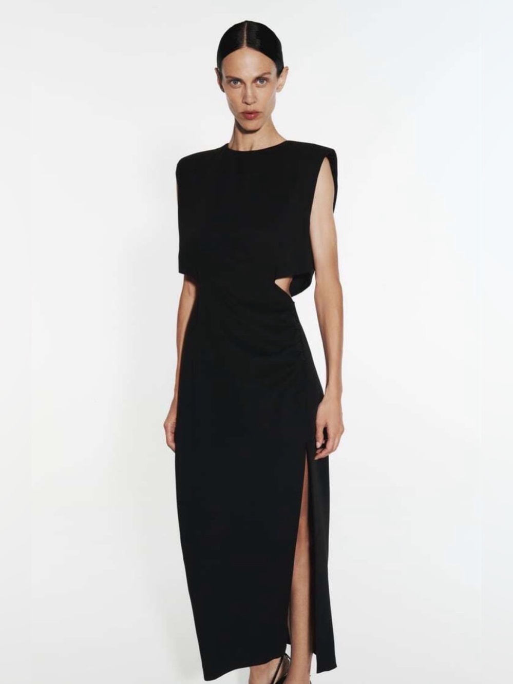 Zara Black Cutout Maxi Dress with Side Slit